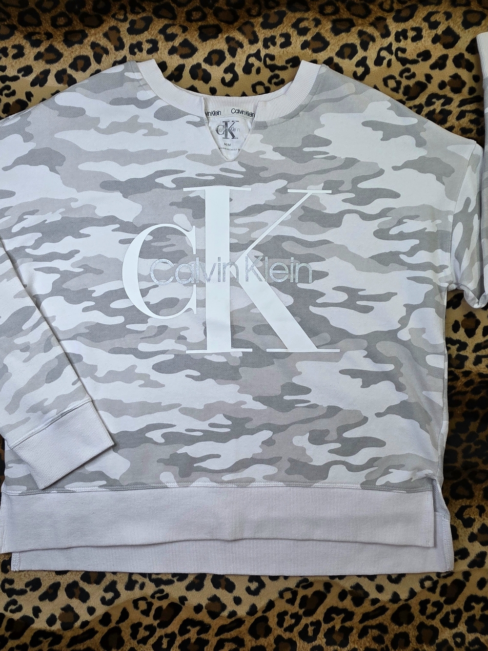 Calvin Klein Kids' Grey Camo Logo Sweatshirt-Size M